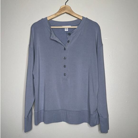 Athleta Balance Henley Sweatshirt Periwinkle Blue/Purple Size Medium - Picture 2 of 5